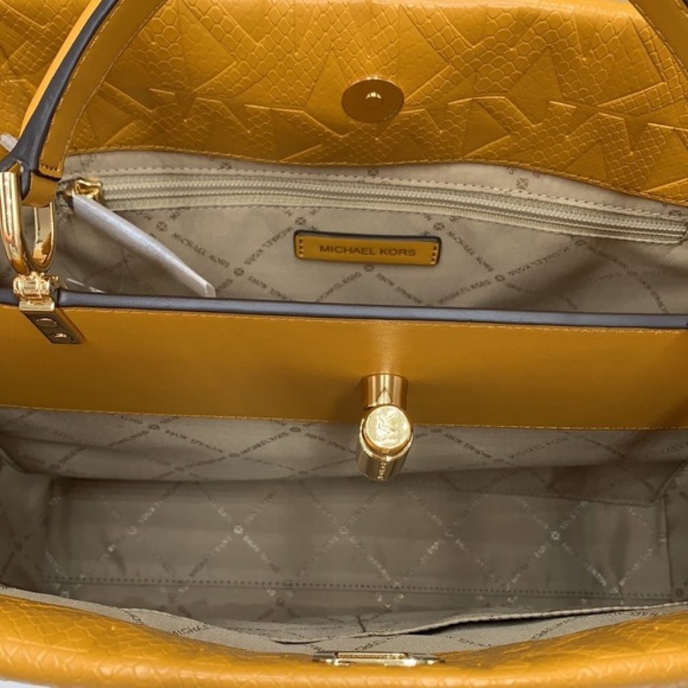 Michael Kors Penelope Large Top Handle Satchel Marigold Color - Picture 15 of 15